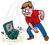  A man hitting the computer