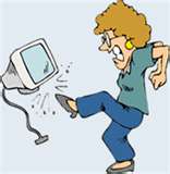  A woman taking a computer